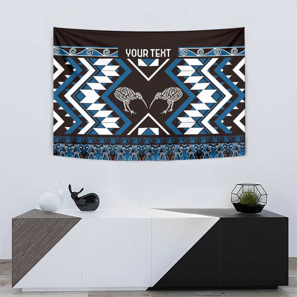 Personalised Taniko Motifs Aotearoa Tapestry Waitangi Kowhaiwhai Kiwi - Blue - Vibe Hoodie Shop