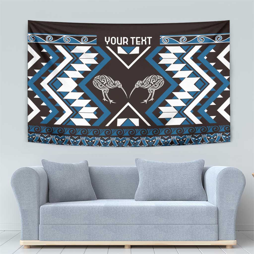 Personalised Taniko Motifs Aotearoa Tapestry Waitangi Kowhaiwhai Kiwi - Blue - Vibe Hoodie Shop