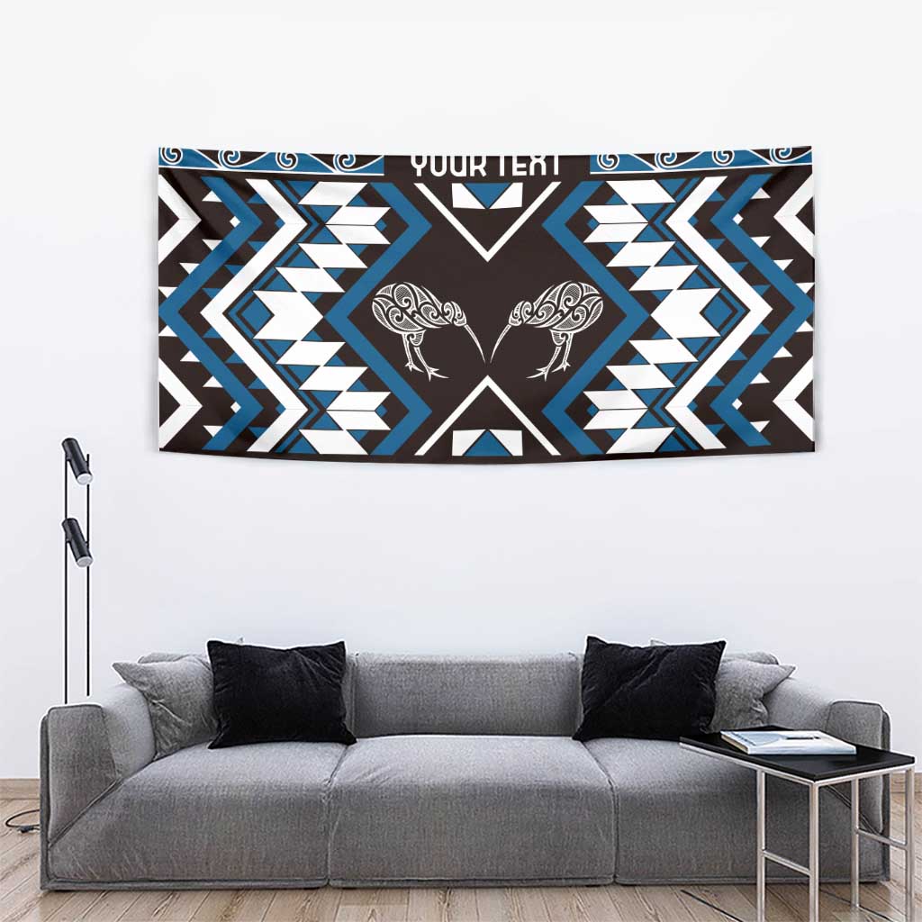 Personalised Taniko Motifs Aotearoa Tapestry Waitangi Kowhaiwhai Kiwi - Blue - Vibe Hoodie Shop