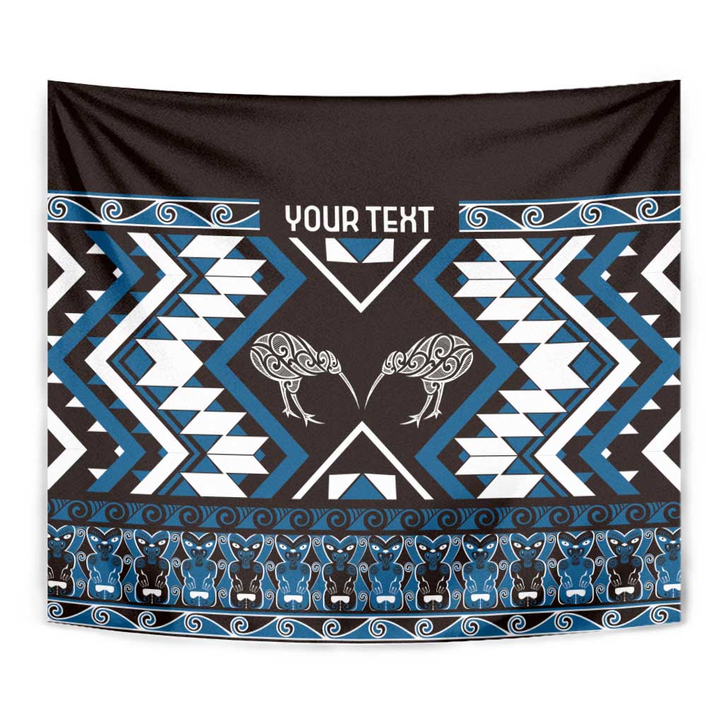 Personalised Taniko Motifs Aotearoa Tapestry Waitangi Kowhaiwhai Kiwi - Blue - Vibe Hoodie Shop