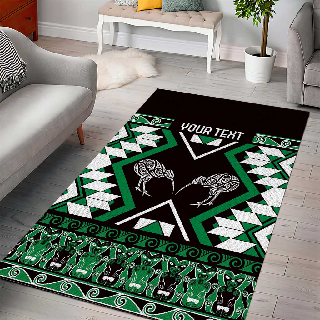 Personalised Taniko Motifs Aotearoa Area Rug Waitangi Kowhaiwhai Kiwi - Green - Vibe Hoodie Shop