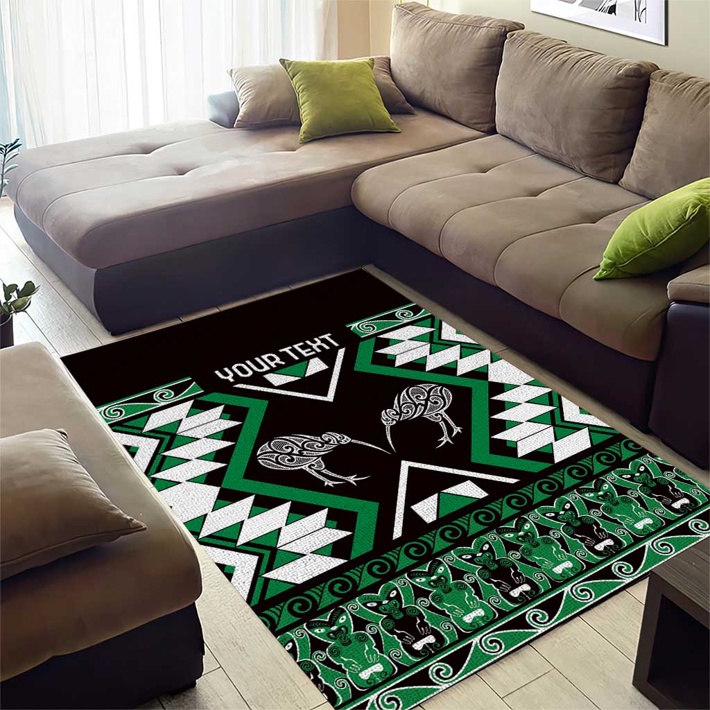 Personalised Taniko Motifs Aotearoa Area Rug Waitangi Kowhaiwhai Kiwi - Green - Vibe Hoodie Shop