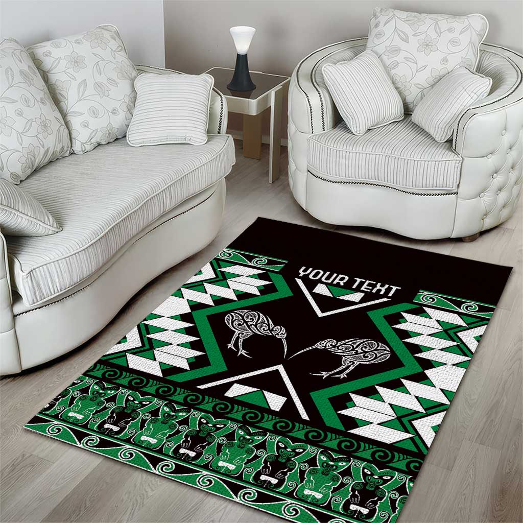 Personalised Taniko Motifs Aotearoa Area Rug Waitangi Kowhaiwhai Kiwi - Green - Vibe Hoodie Shop