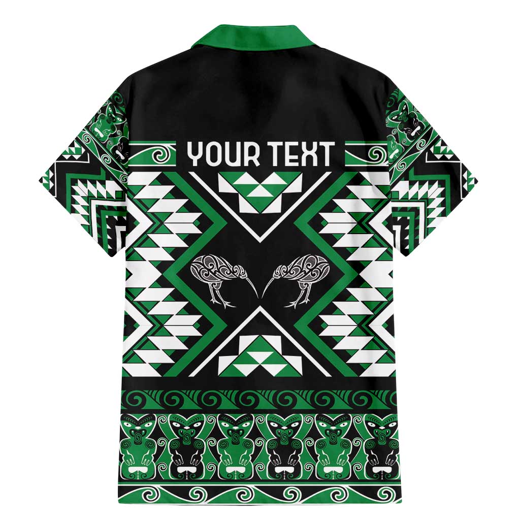 Personalised Taniko Motifs Aotearoa Family Matching Mermaid Dress and Hawaiian Shirt Waitangi Kowhaiwhai Kiwi - Green