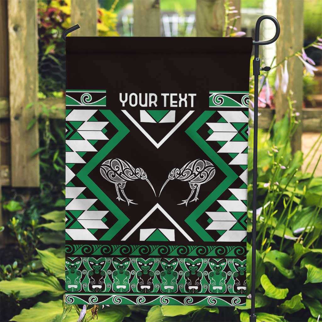 Personalised Taniko Motifs Aotearoa Garden Flag Waitangi Kowhaiwhai Kiwi - Green - Vibe Hoodie Shop