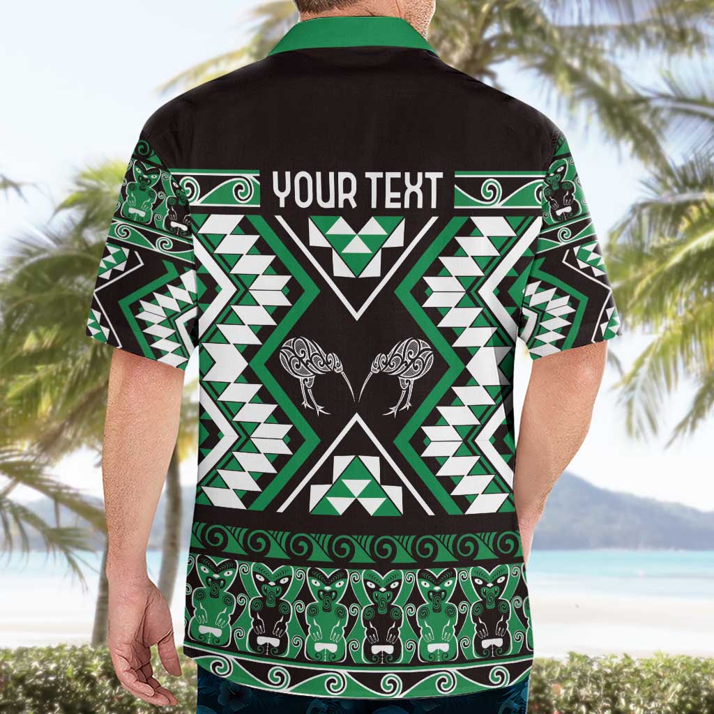 Personalised Taniko Motifs Aotearoa Hawaiian Shirt Waitangi Kowhaiwhai Kiwi - Green - Vibe Hoodie Shop