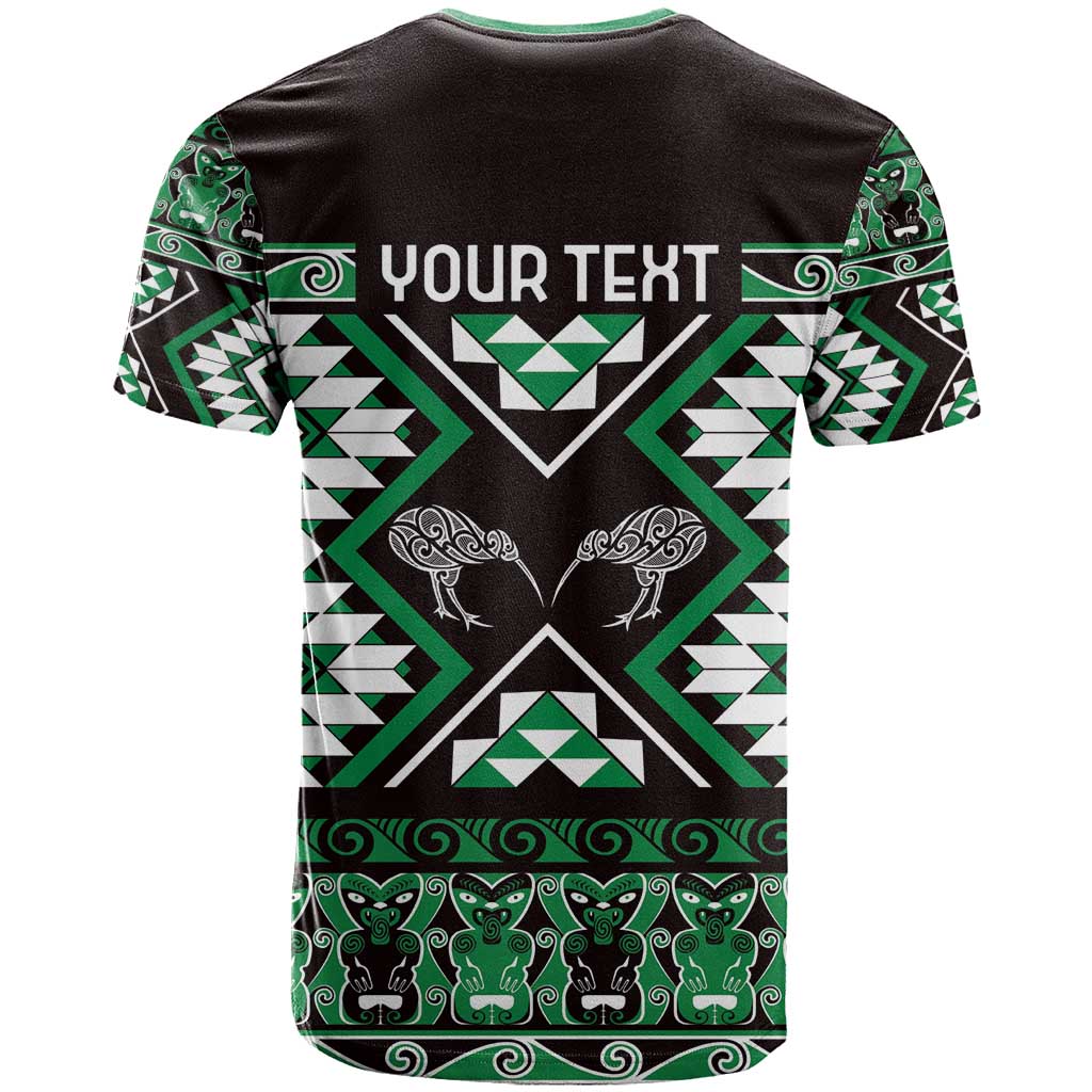 Personalised Taniko Motifs Aotearoa T Shirt Waitangi Kowhaiwhai Kiwi - Green - Vibe Hoodie Shop