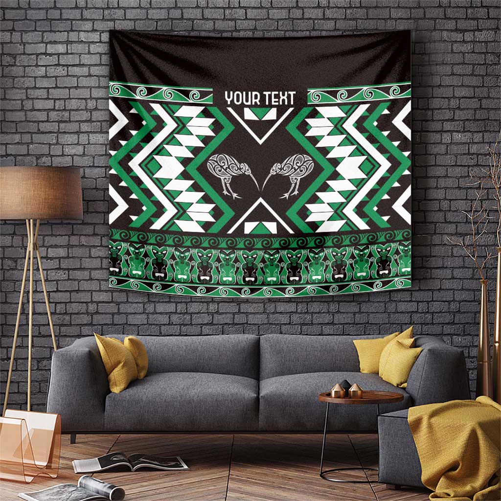 Personalised Taniko Motifs Aotearoa Tapestry Waitangi Kowhaiwhai Kiwi - Green - Vibe Hoodie Shop