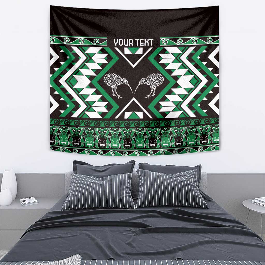 Personalised Taniko Motifs Aotearoa Tapestry Waitangi Kowhaiwhai Kiwi - Green - Vibe Hoodie Shop