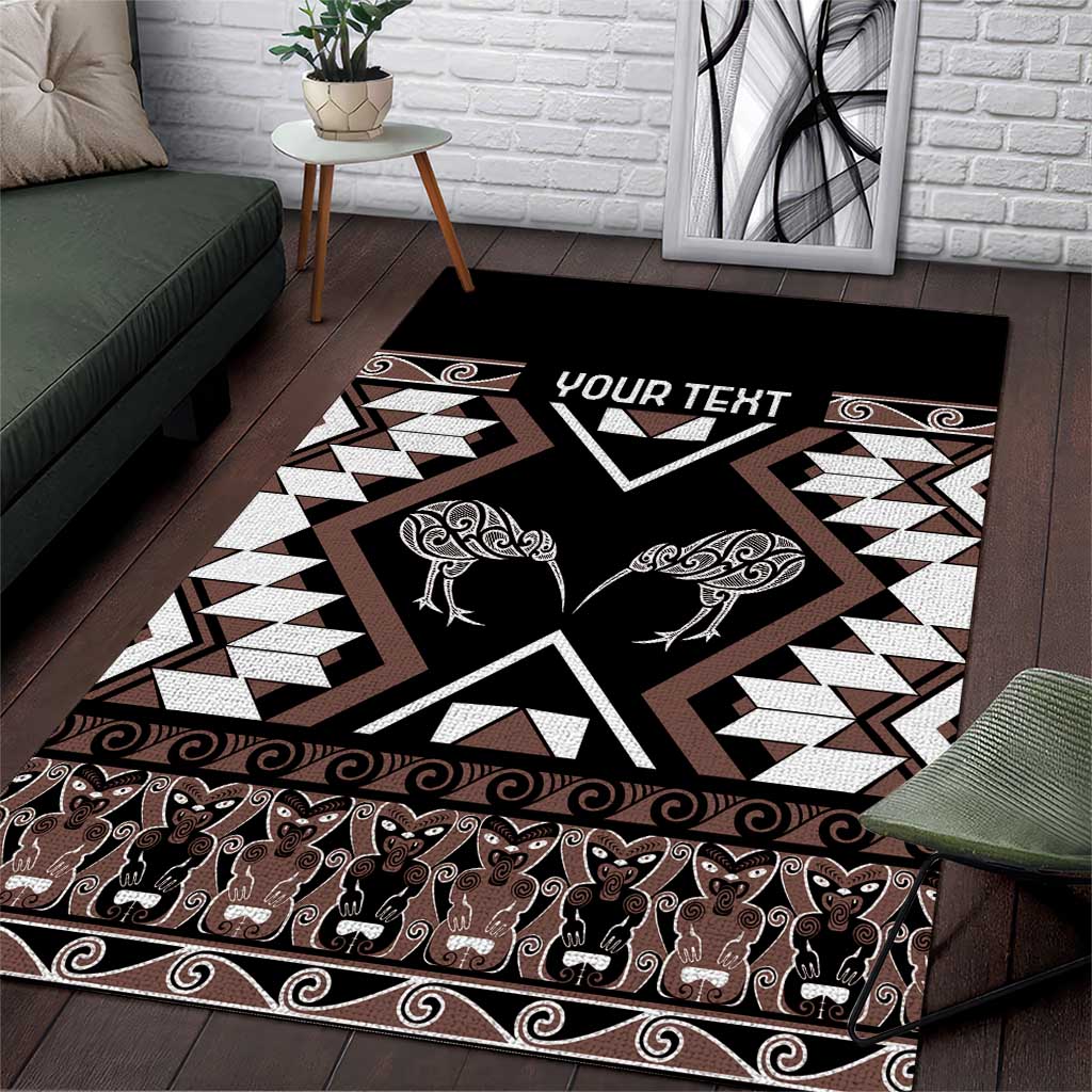 Personalised Taniko Motifs Aotearoa Area Rug Waitangi Kowhaiwhai Kiwi - Mocha - Vibe Hoodie Shop