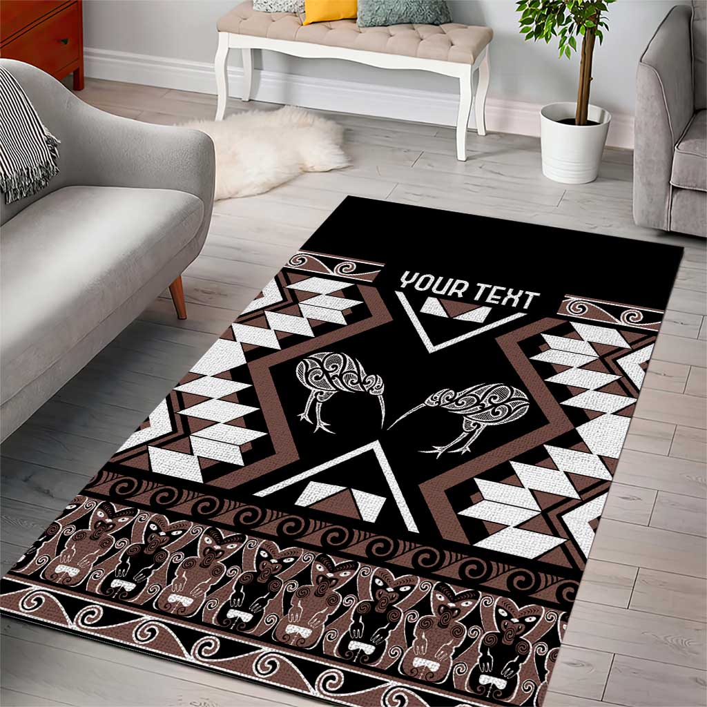 Personalised Taniko Motifs Aotearoa Area Rug Waitangi Kowhaiwhai Kiwi - Mocha - Vibe Hoodie Shop