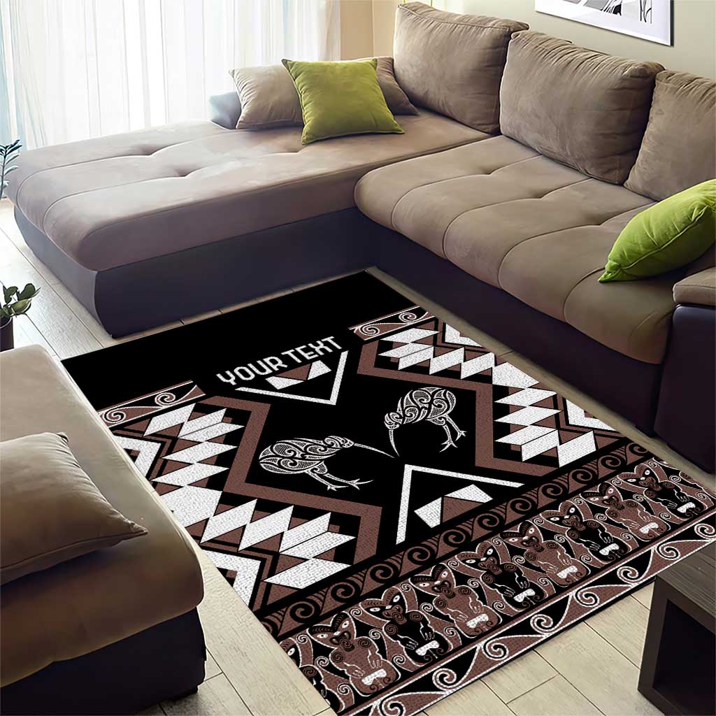Personalised Taniko Motifs Aotearoa Area Rug Waitangi Kowhaiwhai Kiwi - Mocha - Vibe Hoodie Shop