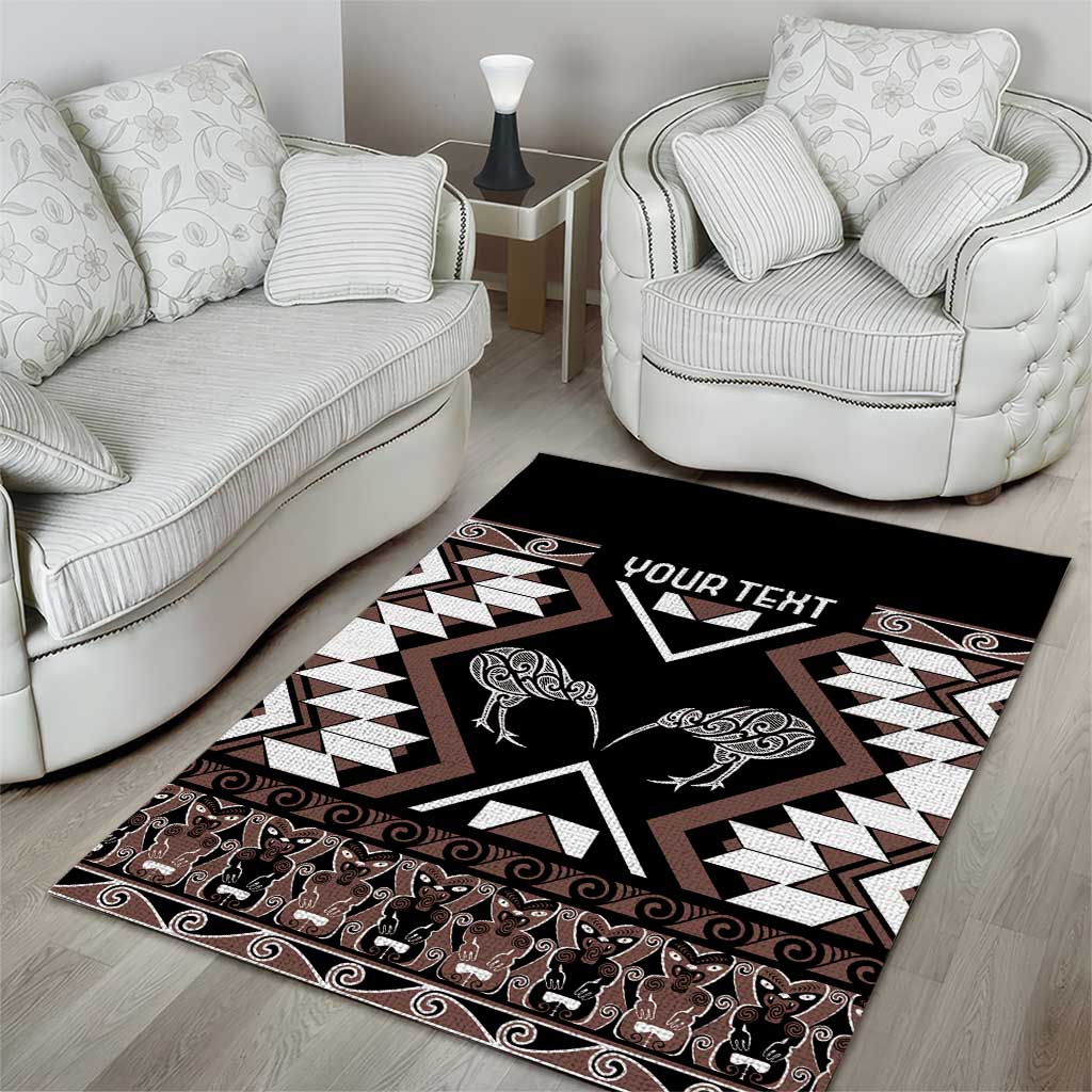 Personalised Taniko Motifs Aotearoa Area Rug Waitangi Kowhaiwhai Kiwi - Mocha - Vibe Hoodie Shop