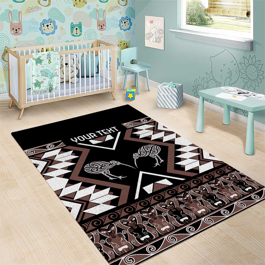 Personalised Taniko Motifs Aotearoa Area Rug Waitangi Kowhaiwhai Kiwi - Mocha - Vibe Hoodie Shop