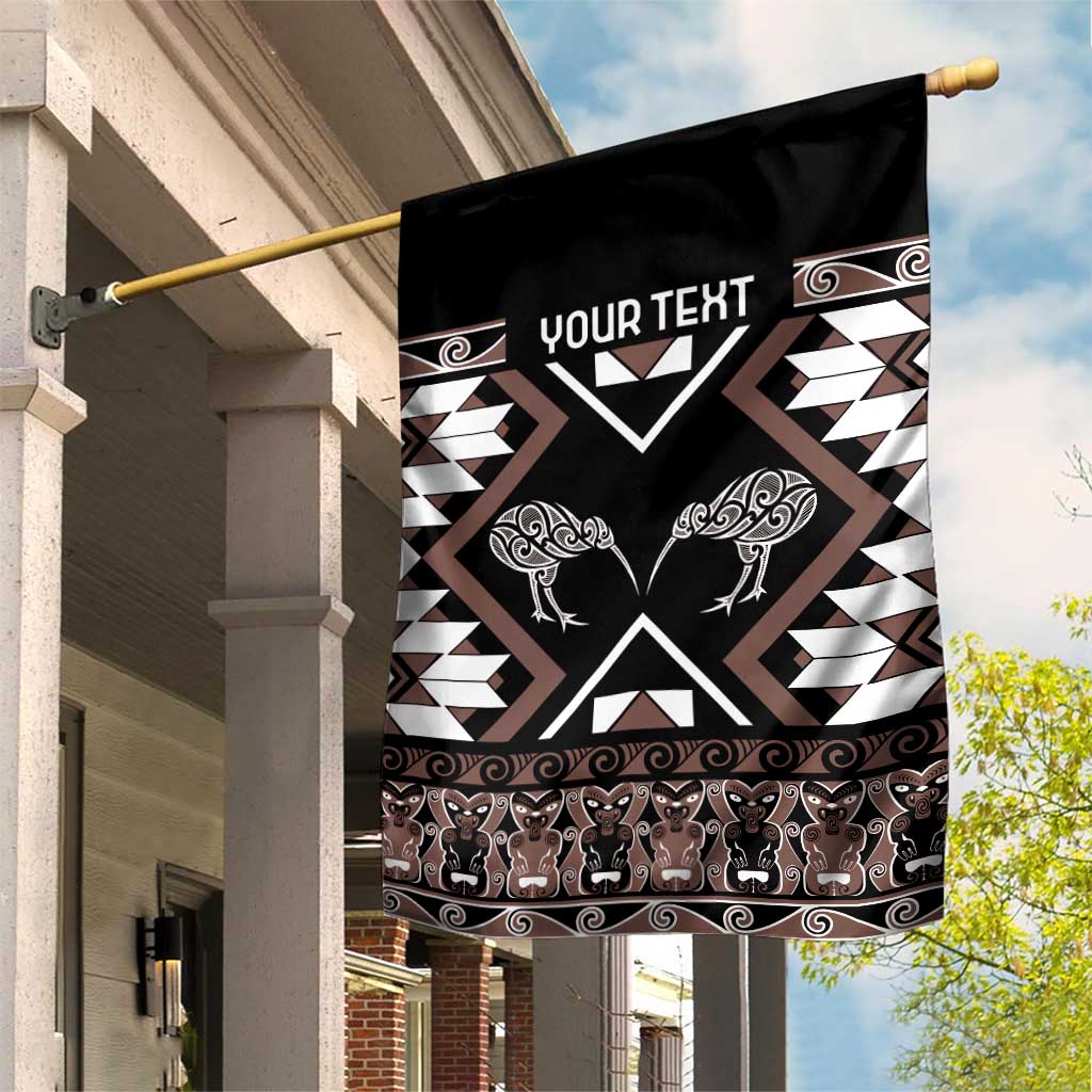 Personalised Taniko Motifs Aotearoa Garden Flag Waitangi Kowhaiwhai Kiwi - Mocha - Vibe Hoodie Shop