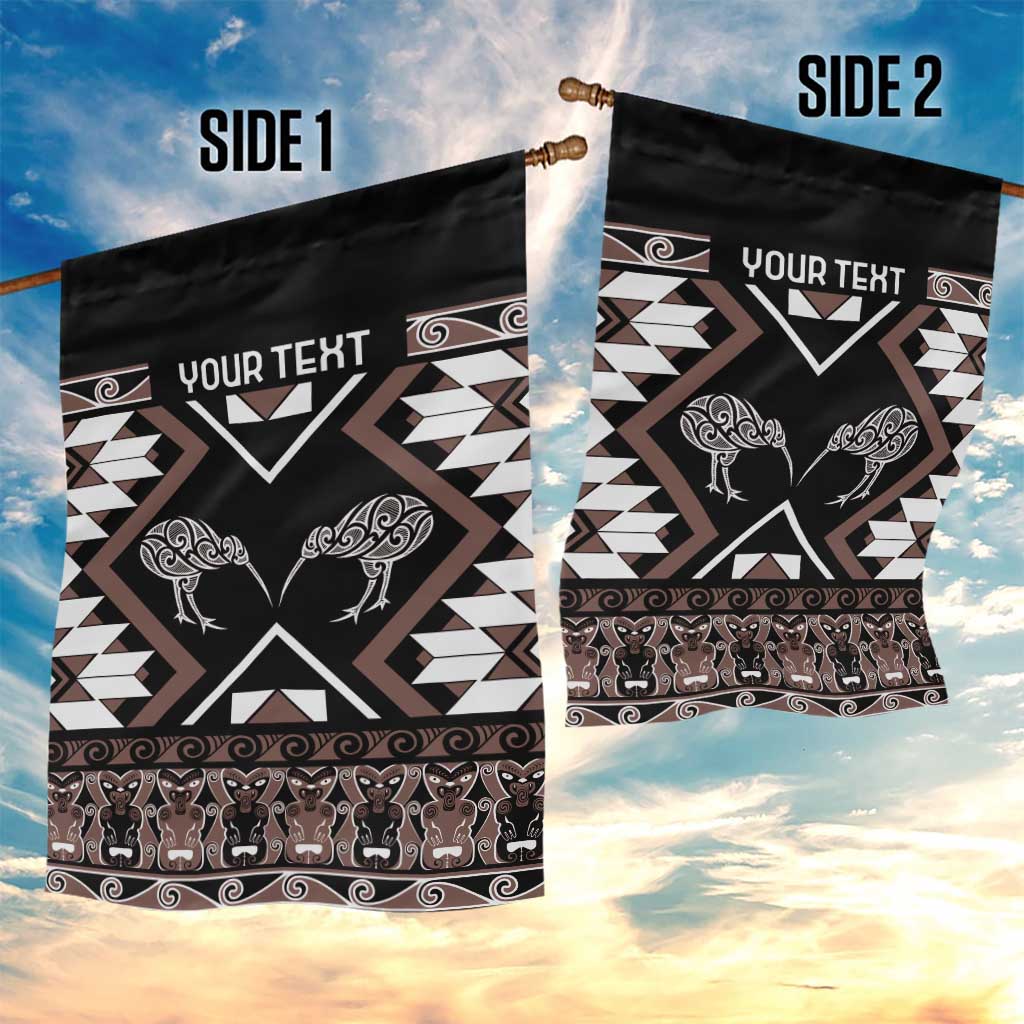 Personalised Taniko Motifs Aotearoa Garden Flag Waitangi Kowhaiwhai Kiwi - Mocha - Vibe Hoodie Shop