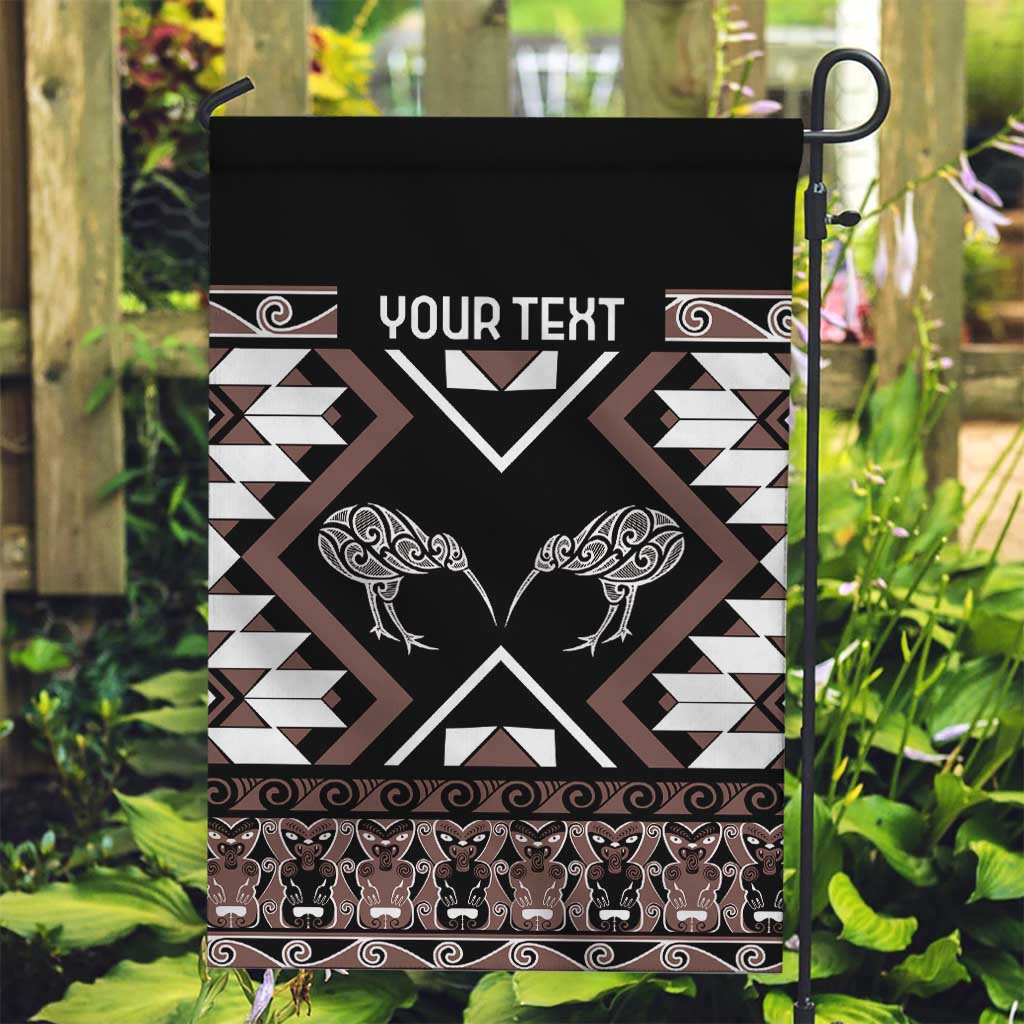 Personalised Taniko Motifs Aotearoa Garden Flag Waitangi Kowhaiwhai Kiwi - Mocha - Vibe Hoodie Shop