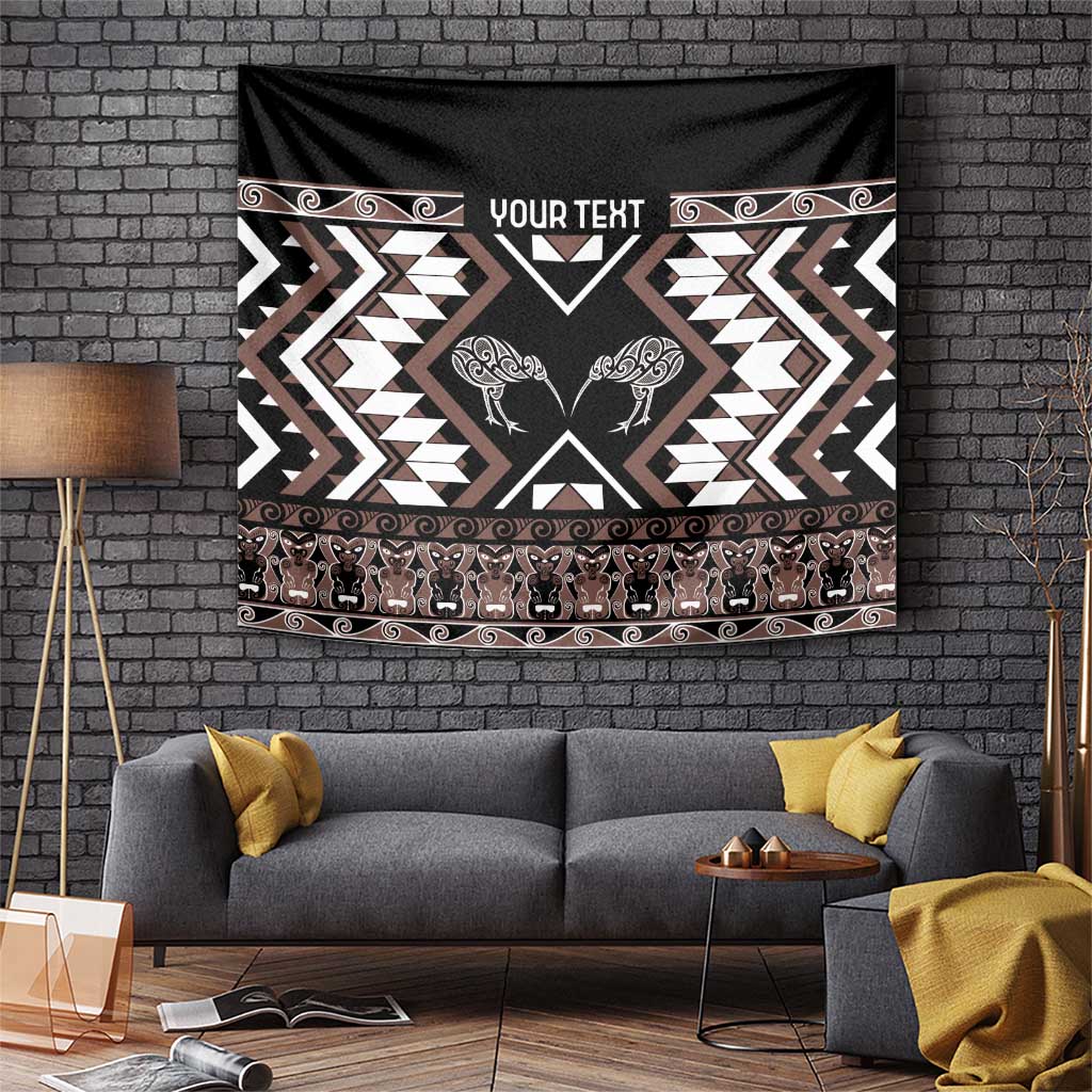 Personalised Taniko Motifs Aotearoa Tapestry Waitangi Kowhaiwhai Kiwi - Mocha - Vibe Hoodie Shop