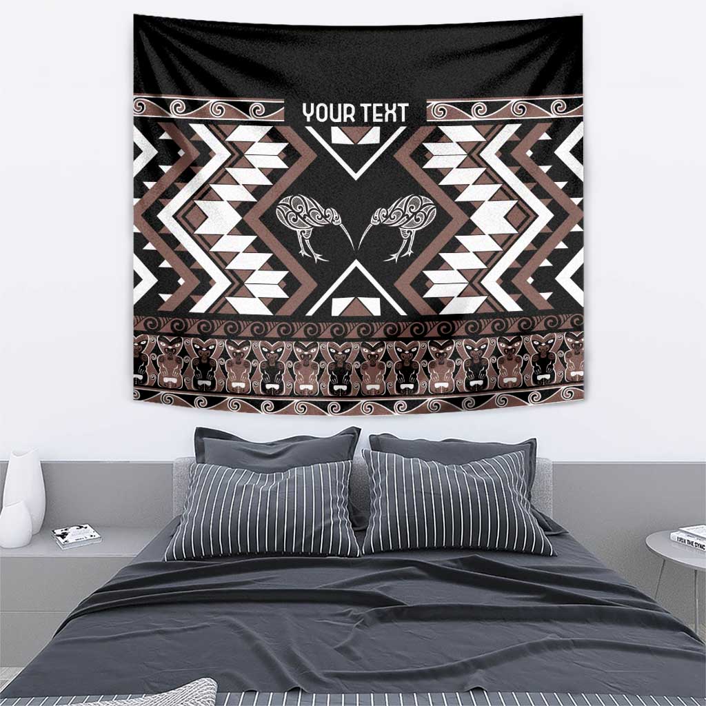 Personalised Taniko Motifs Aotearoa Tapestry Waitangi Kowhaiwhai Kiwi - Mocha - Vibe Hoodie Shop