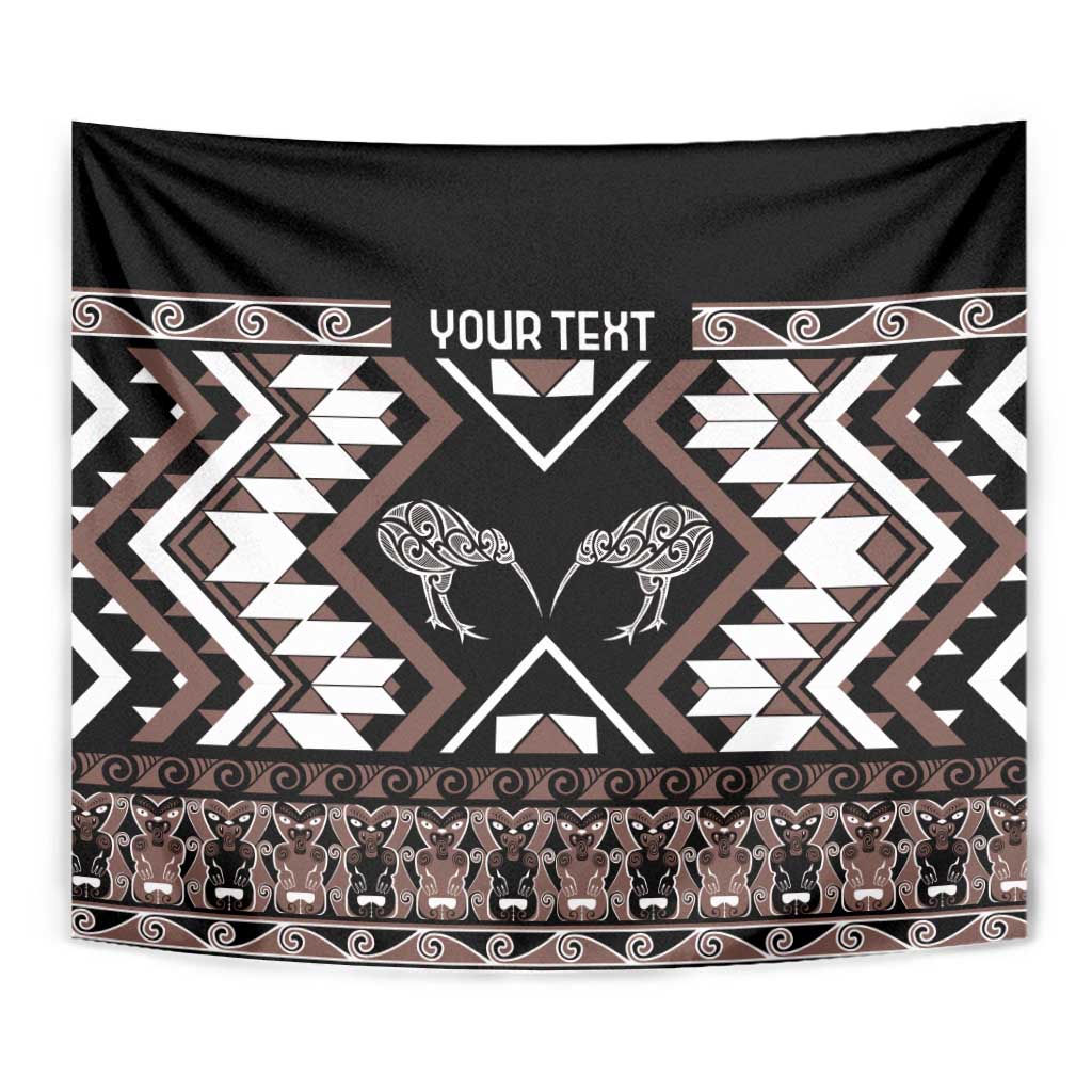 Personalised Taniko Motifs Aotearoa Tapestry Waitangi Kowhaiwhai Kiwi - Mocha - Vibe Hoodie Shop