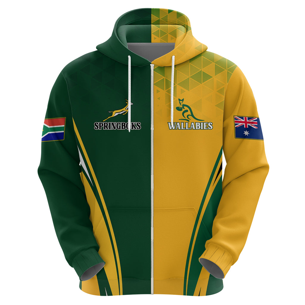 Personalised Australia Mix South Africa Rugby Hoodie Wallabies And Springboks - Champions Special Ver LT7 - Vibe Hoodie Shop