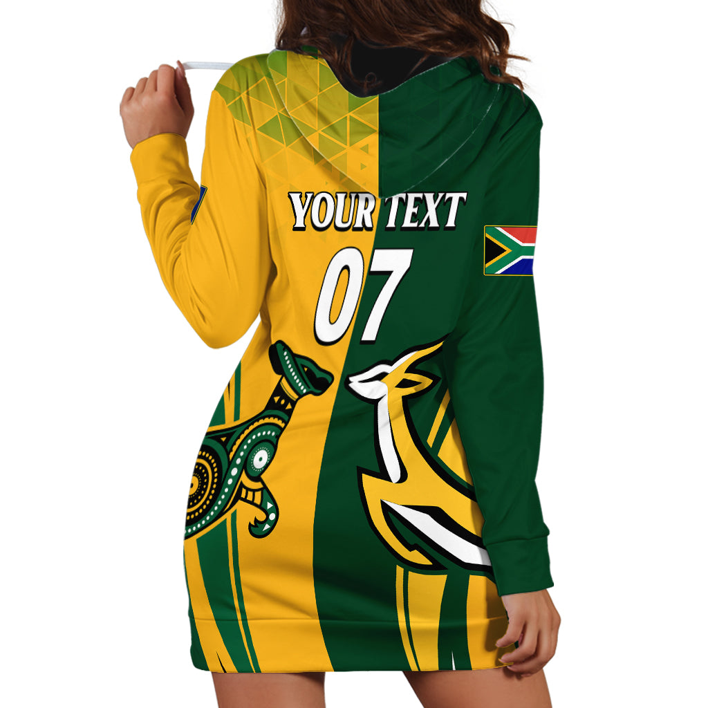 Personalised Australia Mix South Africa Rugby Hoodie Dress Wallabies And Springboks - Champions Special Ver - Vibe Hoodie Shop