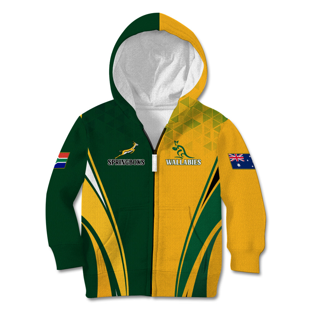 Personalised Australia Mix South Africa Rugby Kid Hoodie Wallabies And Springboks - Champions Special Ver - Vibe Hoodie Shop