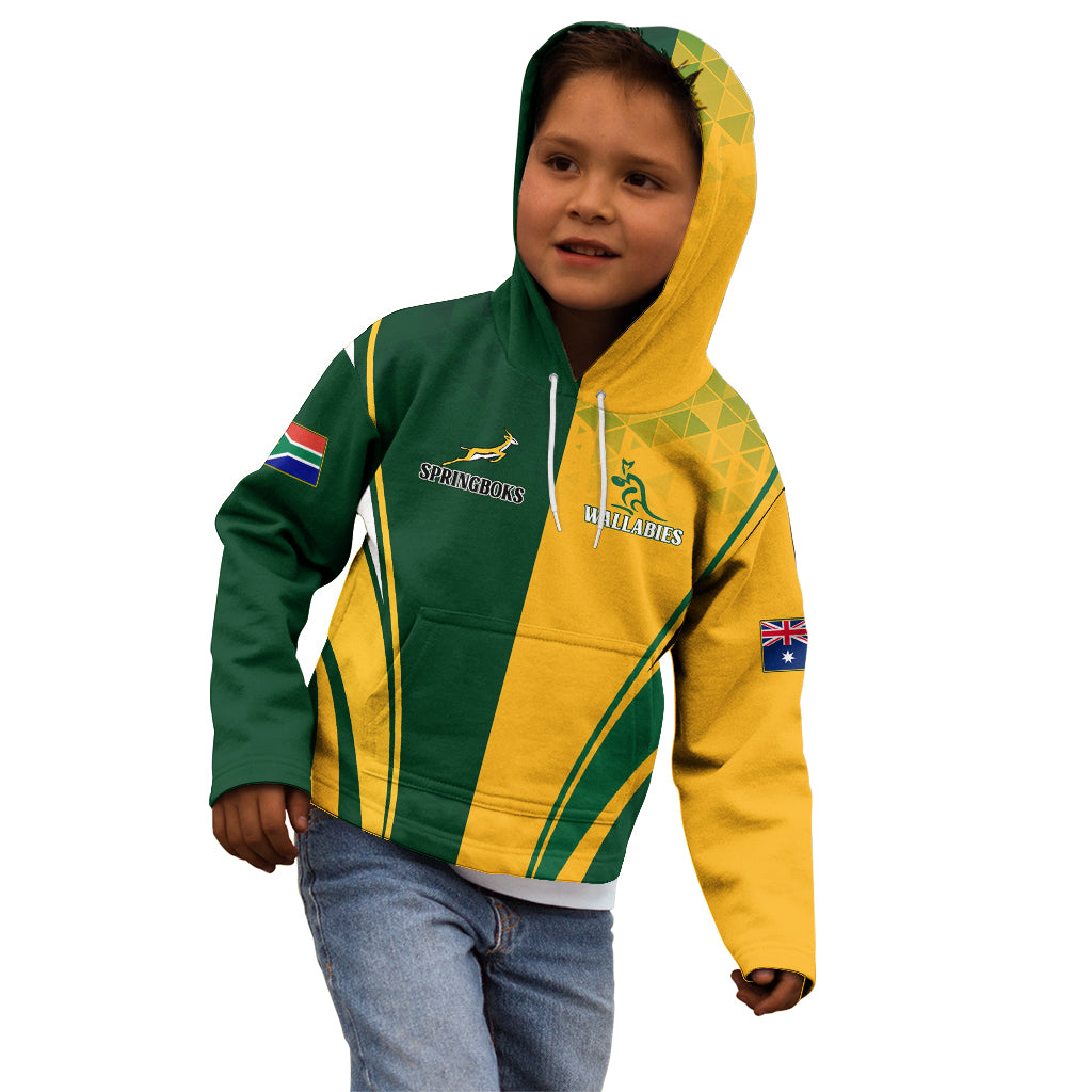 Personalised Australia Mix South Africa Rugby Kid Hoodie Wallabies And Springboks - Champions Special Ver - Vibe Hoodie Shop