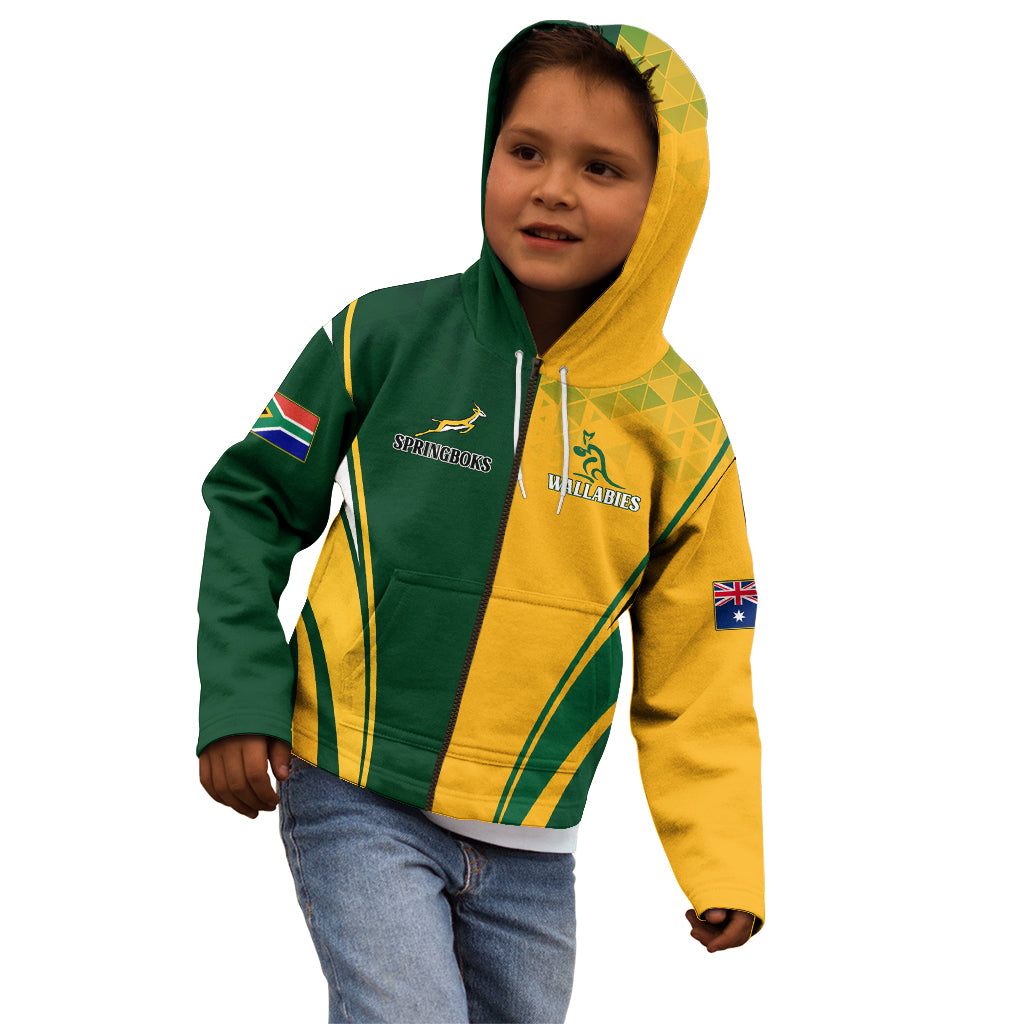 Personalised Australia Mix South Africa Rugby Kid Hoodie Wallabies And Springboks - Champions Special Ver - Vibe Hoodie Shop