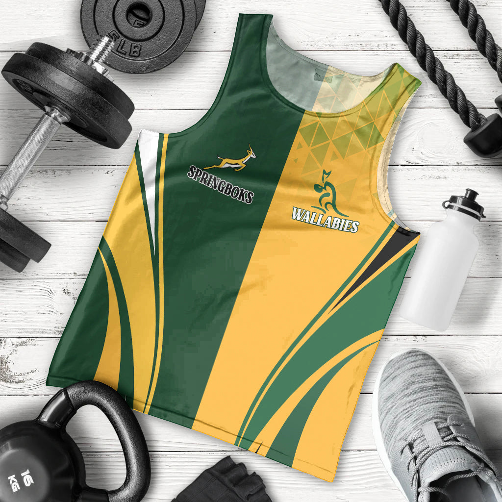 Personalised Australia Mix South Africa Rugby Men Tank Top Wallabies And Springboks - Champions Special Ver - Vibe Hoodie Shop