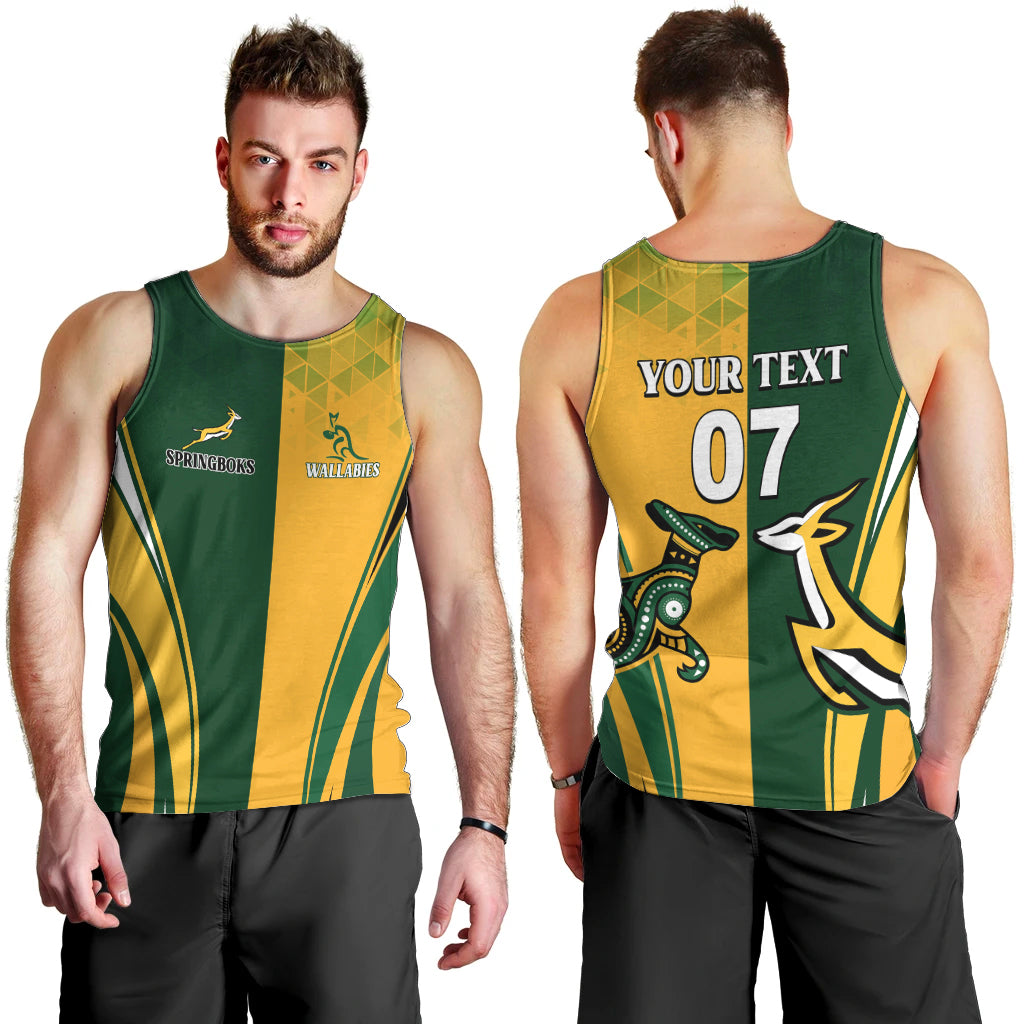 Personalised Australia Mix South Africa Rugby Men Tank Top Wallabies And Springboks - Champions Special Ver - Vibe Hoodie Shop