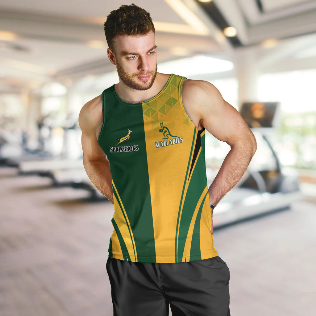 Personalised Australia Mix South Africa Rugby Men Tank Top Wallabies And Springboks - Champions Special Ver - Vibe Hoodie Shop