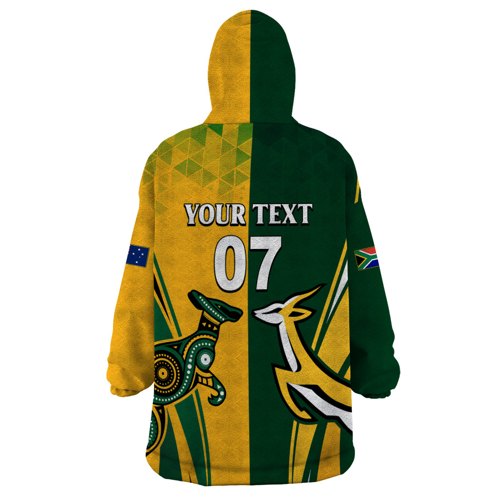 Personalised Australia Mix South Africa Rugby Wearable Blanket Hoodie Wallabies And Springboks - Champions Special Ver - Vibe Hoodie Shop