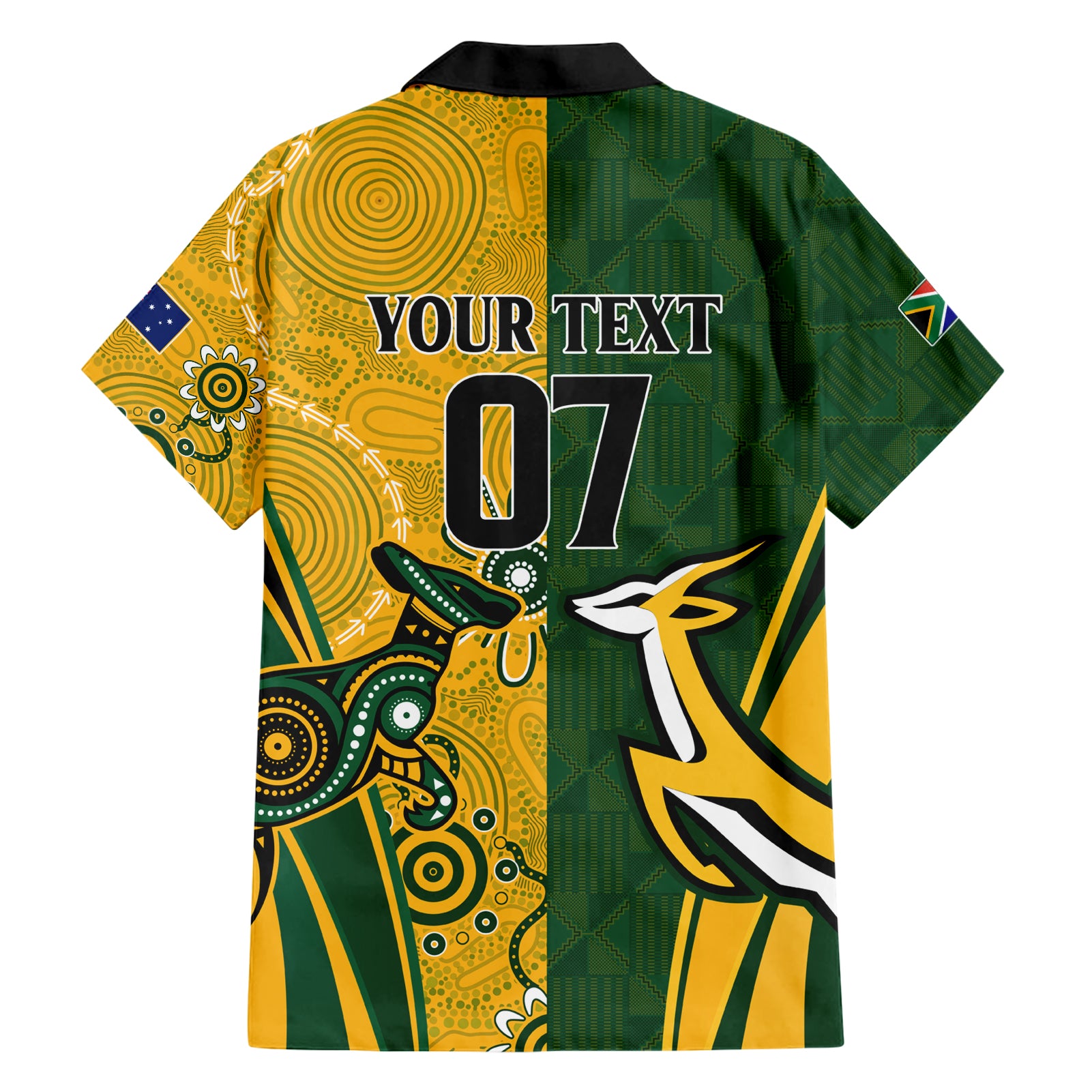 Personalised Australia Mix South Africa Rugby Hawaiian Shirt Wallabies And Springboks - Champions Indigenous Ver - Vibe Hoodie Shop