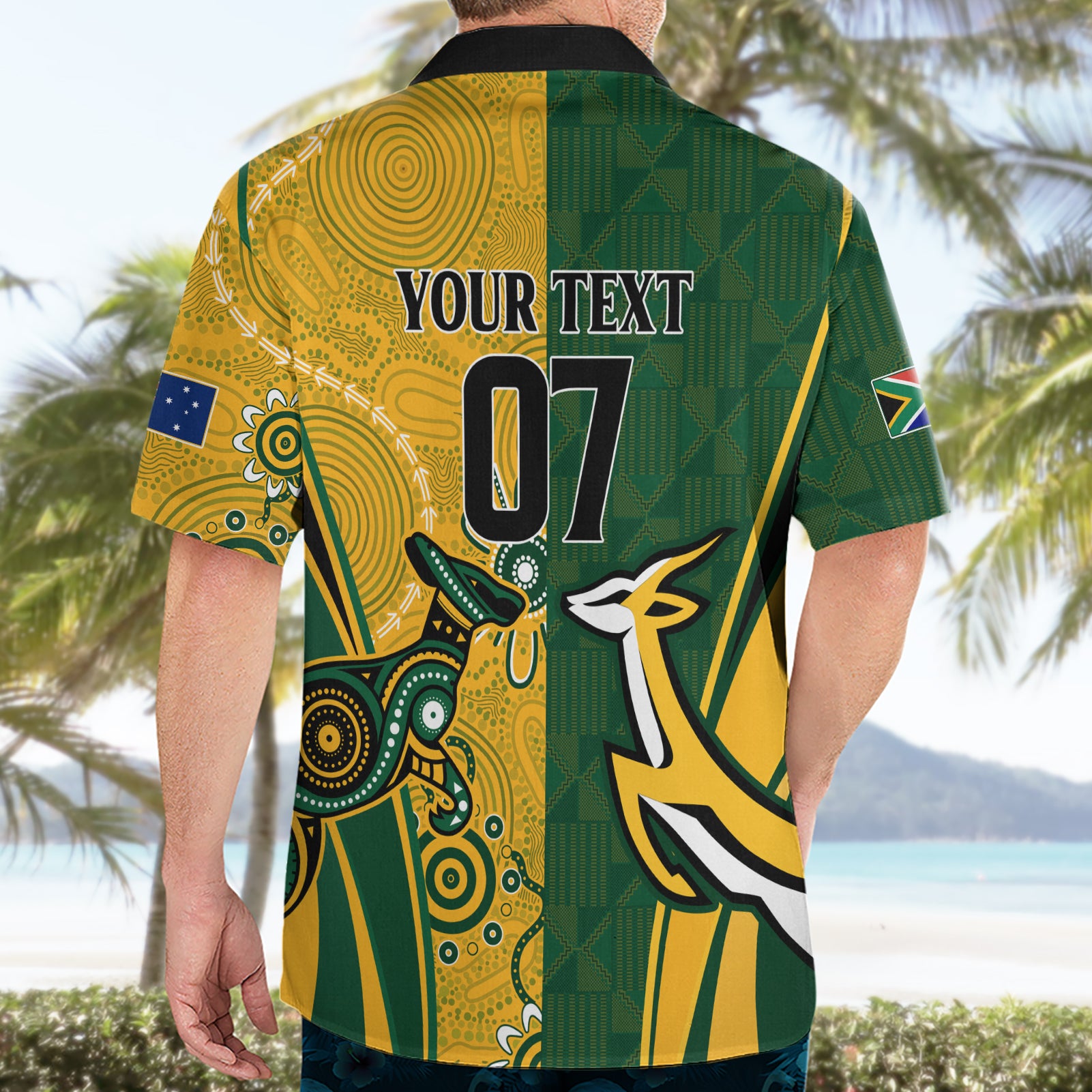 Personalised Australia Mix South Africa Rugby Hawaiian Shirt Wallabies And Springboks - Champions Indigenous Ver - Vibe Hoodie Shop