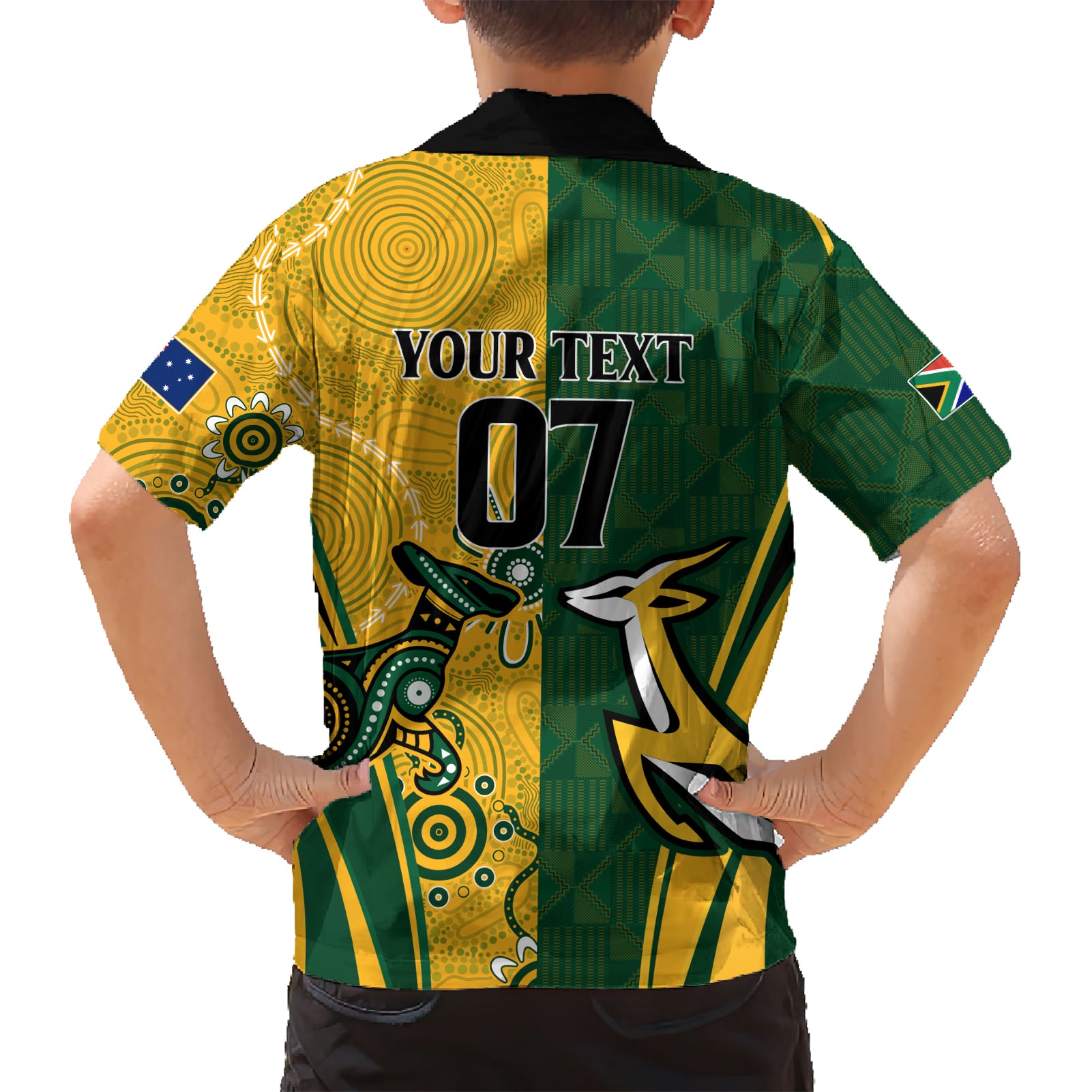 Personalised Australia Mix South Africa Rugby Hawaiian Shirt Wallabies And Springboks - Champions Indigenous Ver - Vibe Hoodie Shop