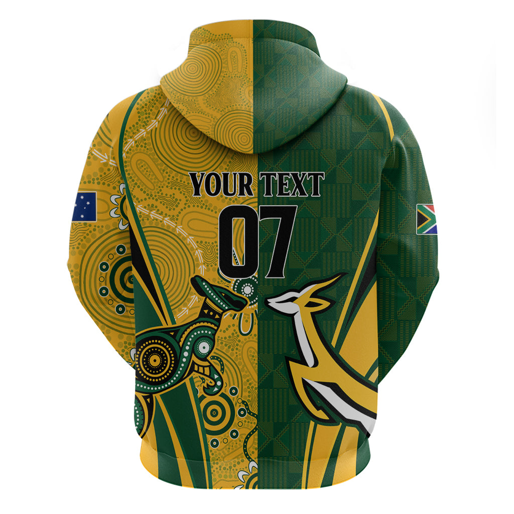 Personalised Australia Mix South Africa Rugby Hoodie Wallabies And Springboks - Champions Indigenous Ver LT7 - Vibe Hoodie Shop