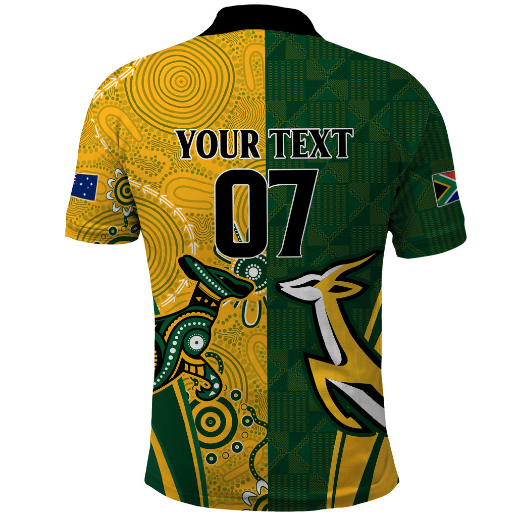 Personalised Australia Mix South Africa Rugby Polo Shirt Wallabies And Springboks - Champions Indigenous Ver - Vibe Hoodie Shop