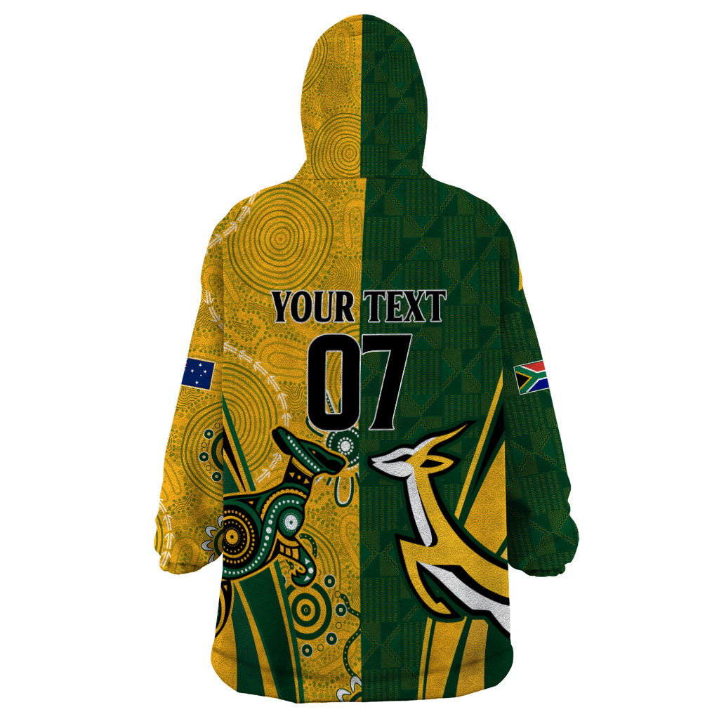 Personalised Australia Mix South Africa Rugby Wearable Blanket Hoodie Wallabies And Springboks - Champions Indigenous Ver - Vibe Hoodie Shop