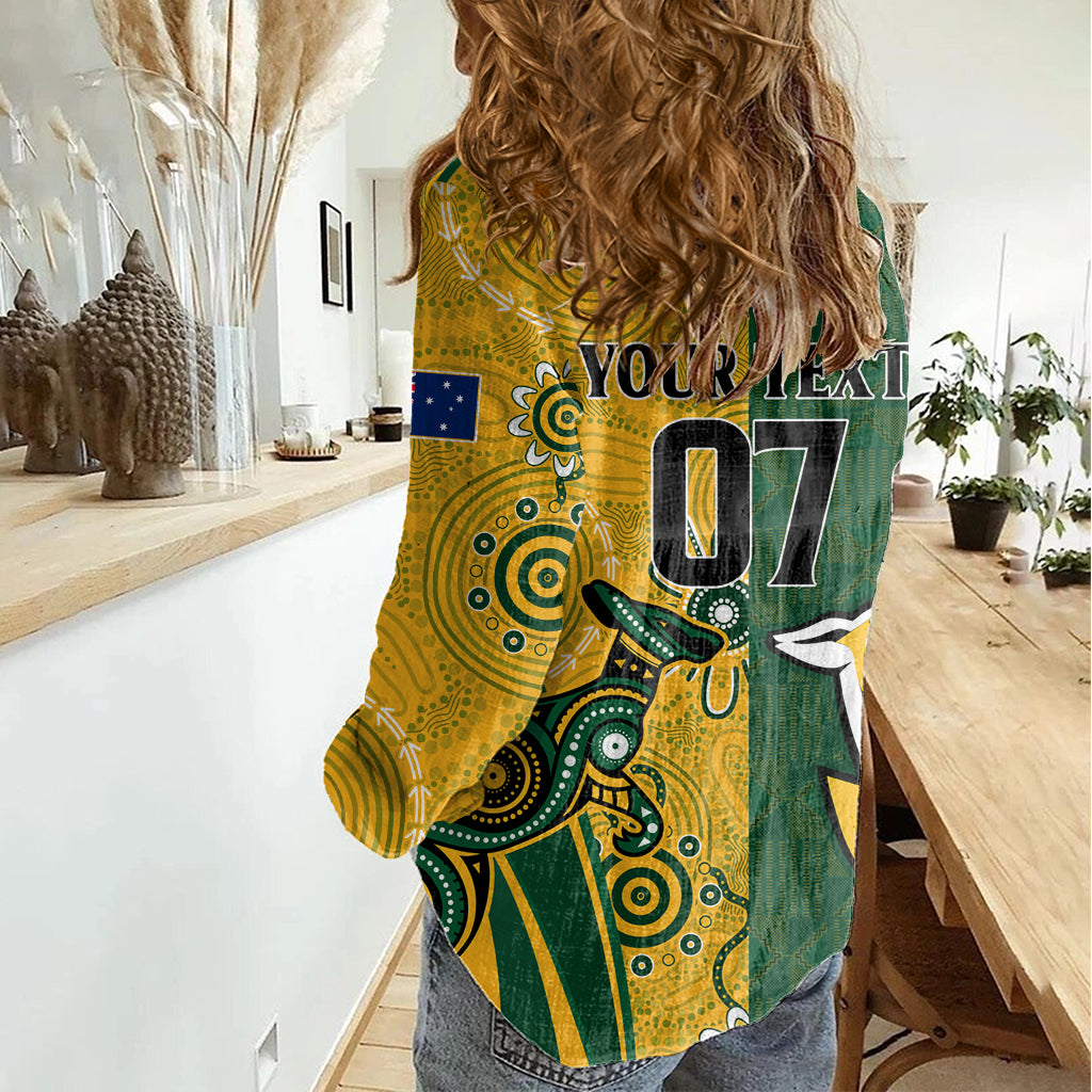 Personalised Australia Mix South Africa Rugby Women Casual Shirt Wallabies And Springboks - Champions Indigenous Ver - Vibe Hoodie Shop