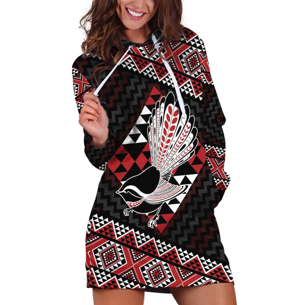 Taniko Aotearoa Hoodie Dress Poutama Mix Piwakawaka - Vibe Hoodie Shop