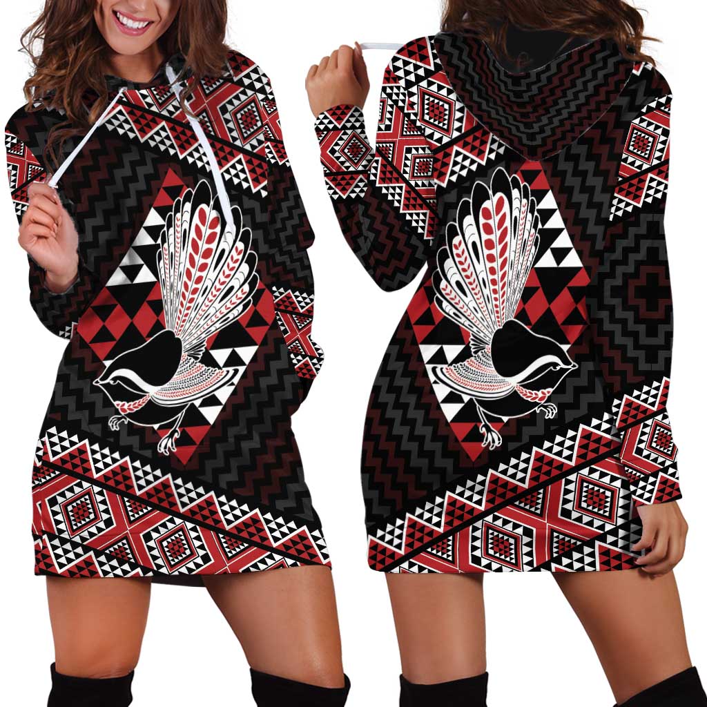 Taniko Aotearoa Hoodie Dress Poutama Mix Piwakawaka - Vibe Hoodie Shop