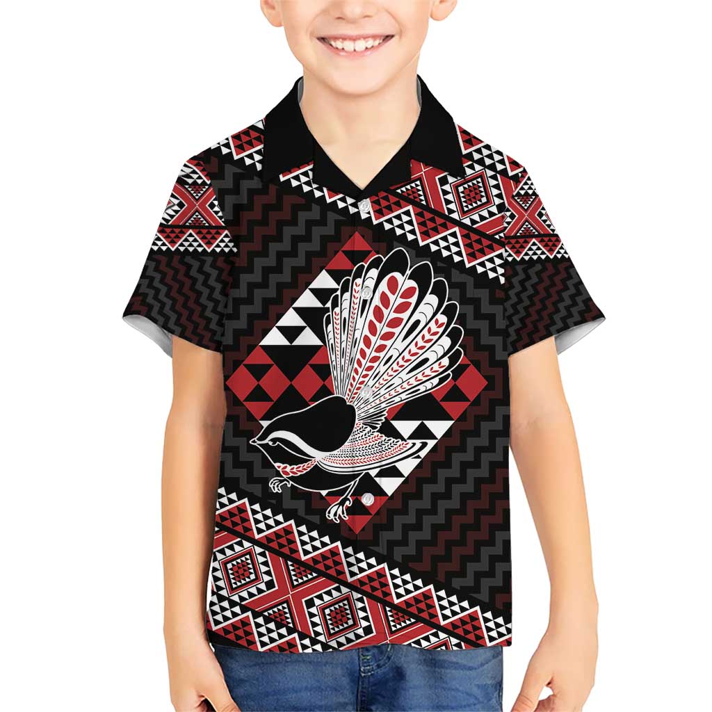 Taniko Aotearoa Kid Hawaiian Shirt Poutama Mix Piwakawaka