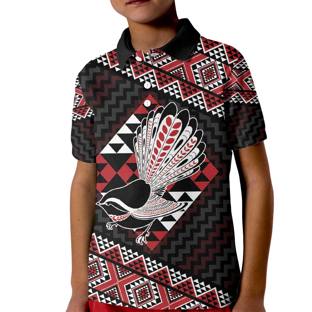 Taniko Aotearoa Kid Polo Shirt Poutama Mix Piwakawaka - Vibe Hoodie Shop