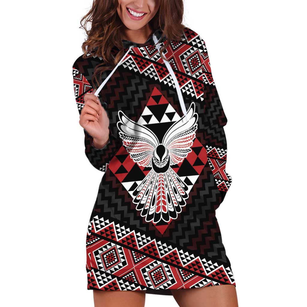 Taniko Aotearoa Hoodie Dress Poutama Mix Piwakawaka - Ver02 - Vibe Hoodie Shop