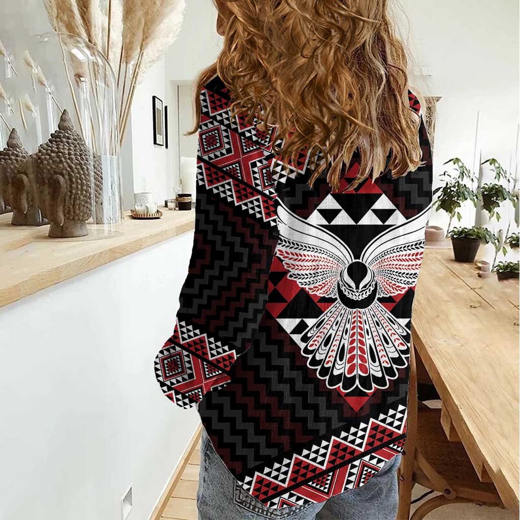 Taniko Aotearoa Women Casual Shirt Poutama Mix Piwakawaka - Ver02 - Vibe Hoodie Shop