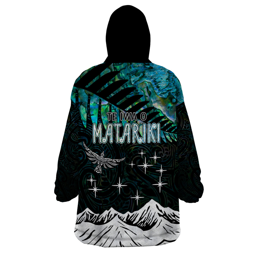 Personalised Maori New Year Wearable Blanket Hoodie Matariki Mix Paua Shell - Vibe Hoodie Shop