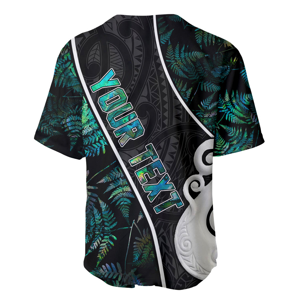 Personalised New Zealand Baseball Jersey Paua Shell Maori Manaia with Silver Ferns - Vibe Hoodie Shop