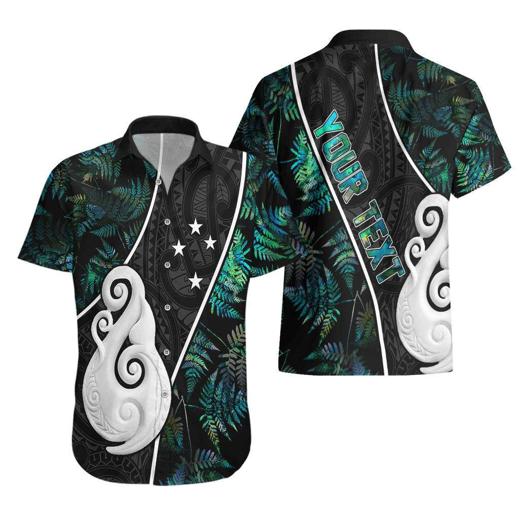 Personalised New Zealand Hawaiian Shirt Paua Shell Maori Manaia with Silver Ferns - Vibe Hoodie Shop