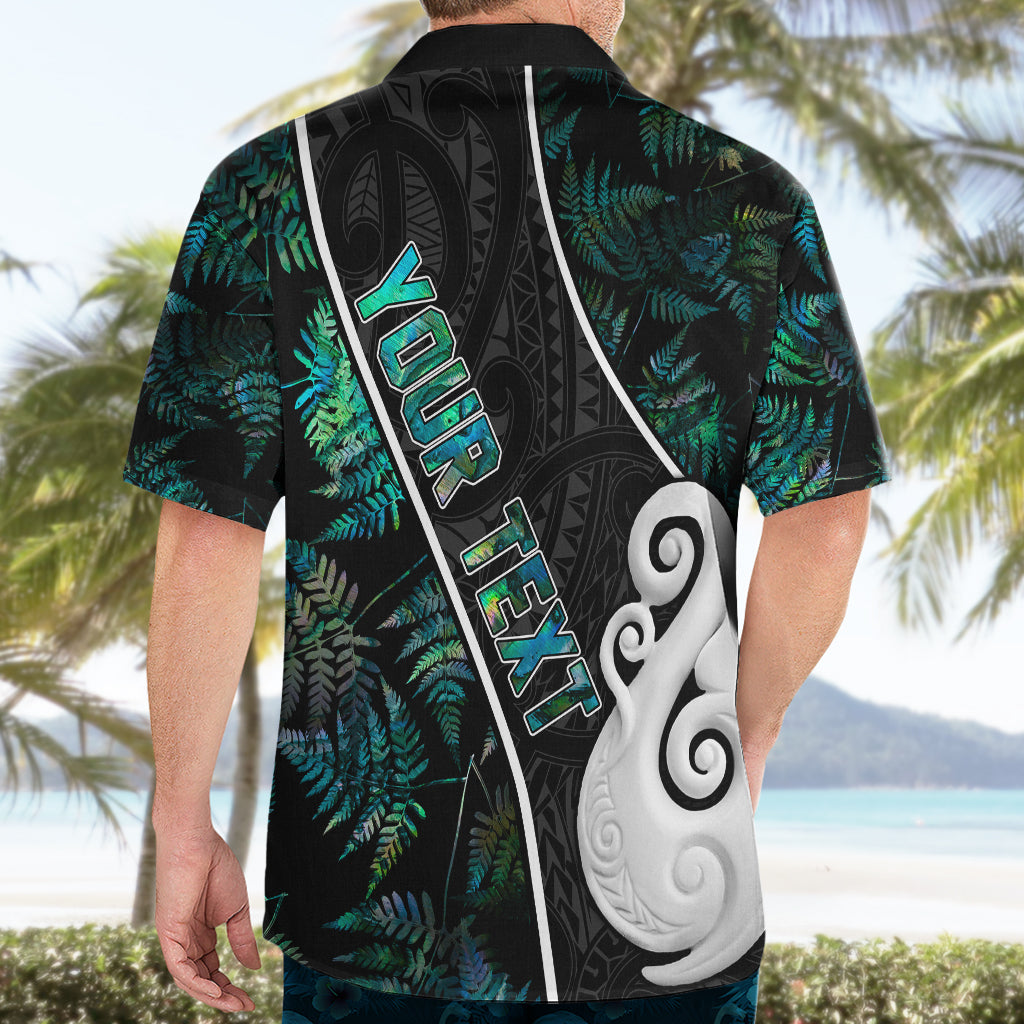 Personalised New Zealand Hawaiian Shirt Paua Shell Maori Manaia with Silver Ferns - Vibe Hoodie Shop